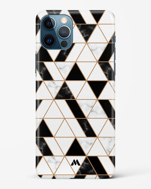 Black on White Patchwork Marble Hard Case iPhone 12 Pro Max