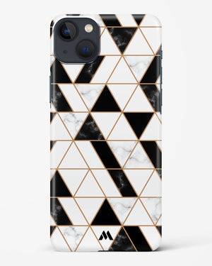 Black on White Patchwork Marble Hard Case Phone Cover (Apple)