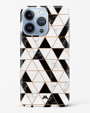 Black on White Patchwork Marble Hard Case Phone Cover (Apple)