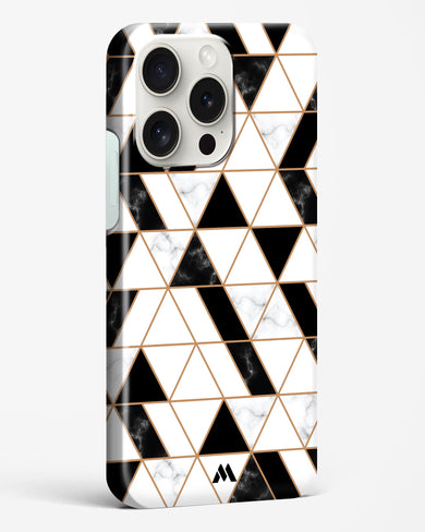 Black on White Patchwork Marble Hard Case Phone Cover (Apple)