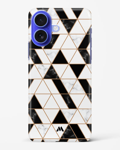 Black on White Patchwork Marble Hard Case Phone Cover (Apple)