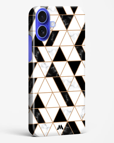 Black on White Patchwork Marble Hard Case Phone Cover (Apple)