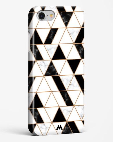 Black on White Patchwork Marble Hard Case Phone Cover (Apple)