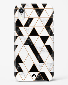 Black on White Patchwork Marble Hard Case Phone Cover (Apple)