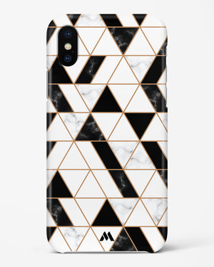 Black on White Patchwork Marble Hard Case Phone Cover (Apple)