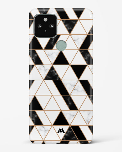 Black on White Patchwork Marble Hard Case Phone Cover-(Google)