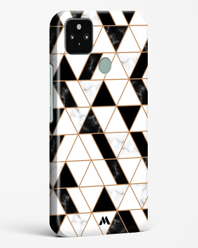 Black on White Patchwork Marble Hard Case Phone Cover-(Google)