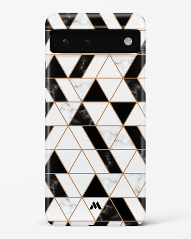 Black on White Patchwork Marble Hard Case Phone Cover-(Google)