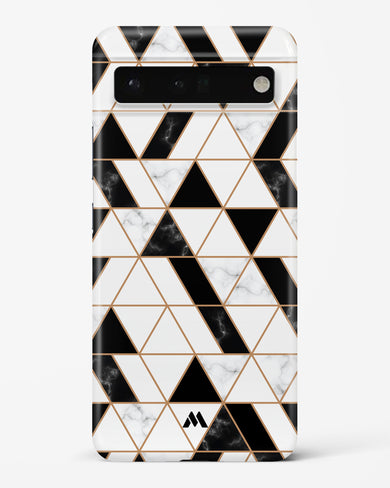 Black on White Patchwork Marble Hard Case Phone Cover-(Google)