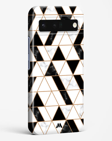 Black on White Patchwork Marble Hard Case Phone Cover-(Google)