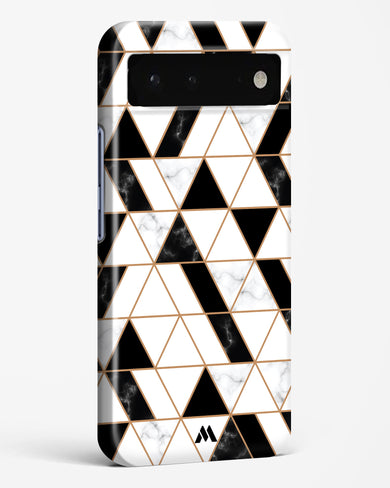 Black on White Patchwork Marble Hard Case Phone Cover-(Google)