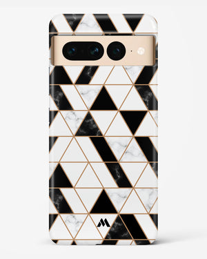 Black on White Patchwork Marble Hard Case Phone Cover-(Google)