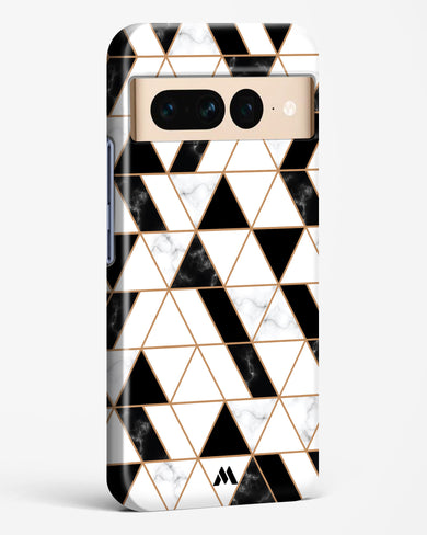 Black on White Patchwork Marble Hard Case Phone Cover-(Google)