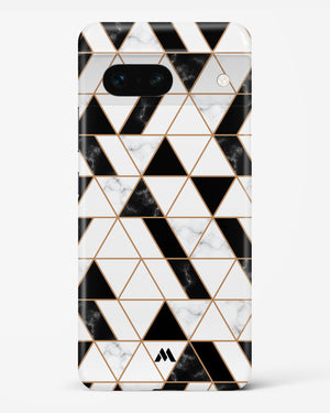 Black on White Patchwork Marble Hard Case Phone Cover-(Google)