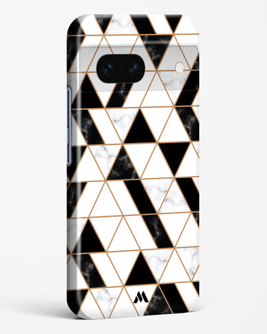 Black on White Patchwork Marble Hard Case Phone Cover-(Google)