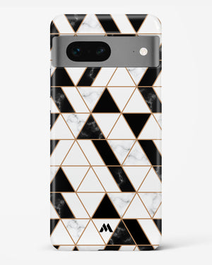 Black on White Patchwork Marble Hard Case Phone Cover-(Google)
