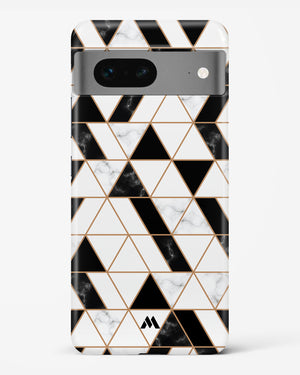 Black on White Patchwork Marble Hard Case Phone Cover (Google)