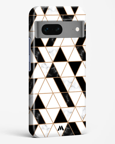 Black on White Patchwork Marble Hard Case Phone Cover-(Google)