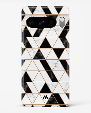 Black on White Patchwork Marble Hard Case Phone Cover (Google)