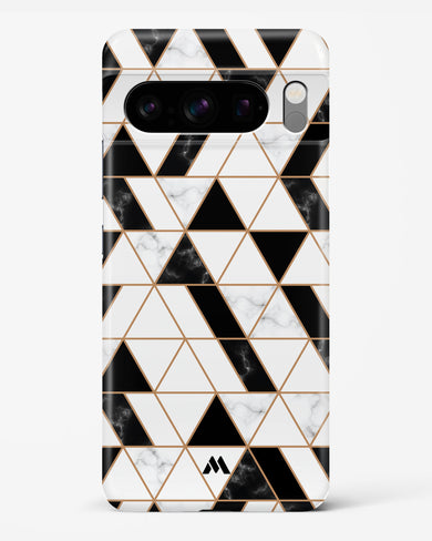 Black on White Patchwork Marble Hard Case Phone Cover-(Google)