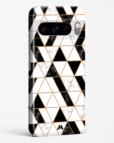 Black on White Patchwork Marble Hard Case Phone Cover-(Google)