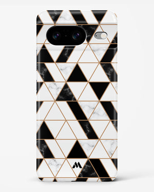 Black on White Patchwork Marble Hard Case Phone Cover-(Google)