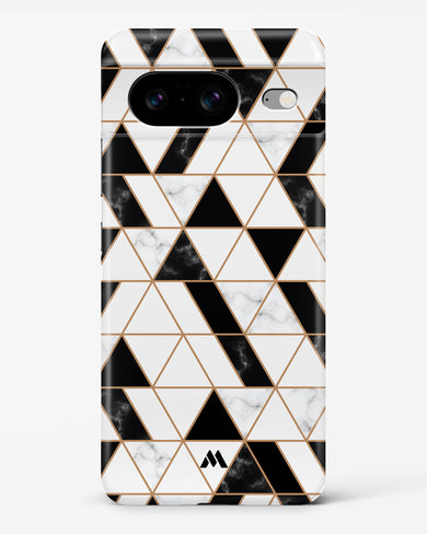 Black on White Patchwork Marble Hard Case Phone Cover-(Google)