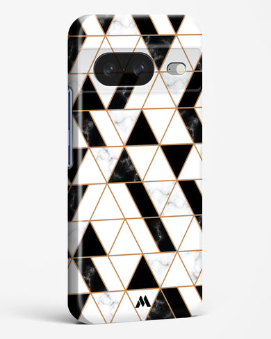 Black on White Patchwork Marble Hard Case Phone Cover-(Google)