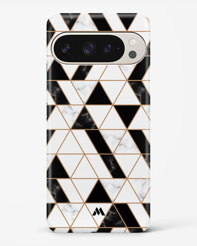 Black on White Patchwork Marble Hard Case Phone Cover (Google)