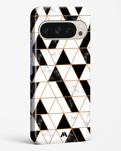 Black on White Patchwork Marble Hard Case Phone Cover (Google)