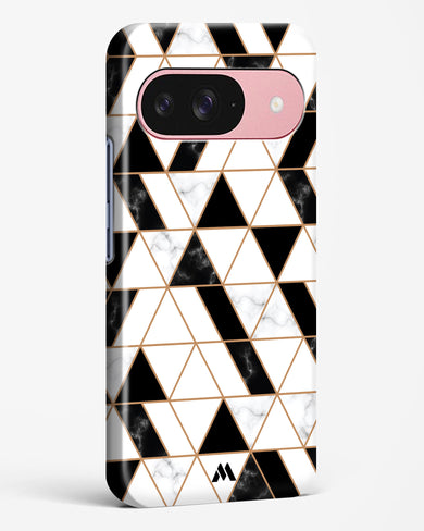 Black on White Patchwork Marble Hard Case Phone Cover (Google)