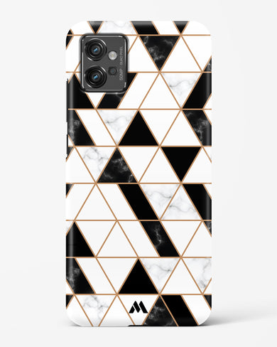 Black on White Patchwork Marble Hard Case Phone Cover (Motorola)