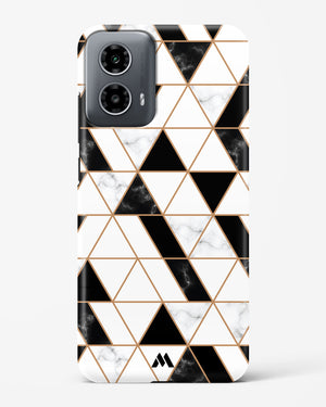 Black on White Patchwork Marble Hard Case Phone Cover (Motorola)