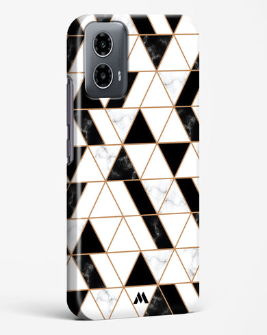 Black on White Patchwork Marble Hard Case Phone Cover (Motorola)