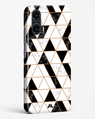 Black on White Patchwork Marble Hard Case Phone Cover (Motorola)