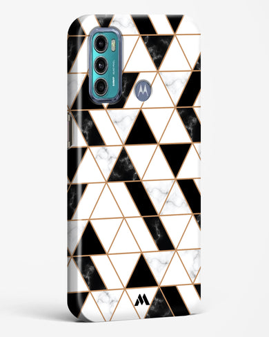 Black on White Patchwork Marble Hard Case Phone Cover (Motorola)