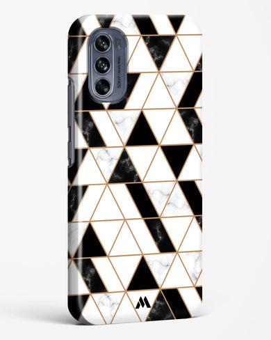 Black on White Patchwork Marble Hard Case Phone Cover (Motorola)