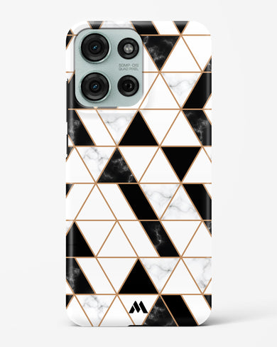 Black on White Patchwork Marble Hard Case Phone Cover (Motorola)