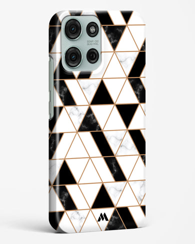 Black on White Patchwork Marble Hard Case Phone Cover (Motorola)