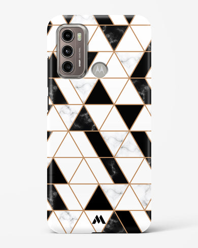 Black on White Patchwork Marble Hard Case Phone Cover (Motorola)
