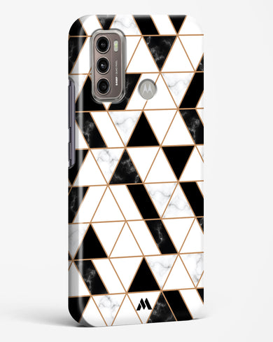 Black on White Patchwork Marble Hard Case Phone Cover (Motorola)