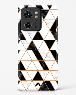 Black on White Patchwork Marble Hard Case Phone Cover (Motorola)