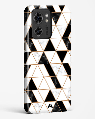 Black on White Patchwork Marble Hard Case Phone Cover (Motorola)
