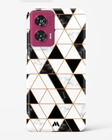 Black on White Patchwork Marble Hard Case Phone Cover (Motorola)