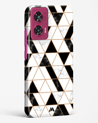 Black on White Patchwork Marble Hard Case Phone Cover (Motorola)