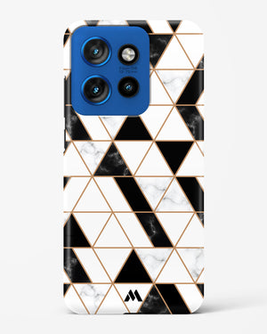 Black on White Patchwork Marble Hard Case Phone Cover (Motorola)