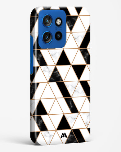 Black on White Patchwork Marble Hard Case Phone Cover (Motorola)