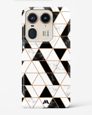 Black on White Patchwork Marble Hard Case Phone Cover (Motorola)