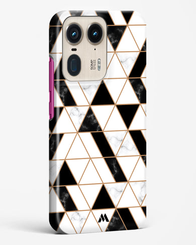 Black on White Patchwork Marble Hard Case Phone Cover (Motorola)