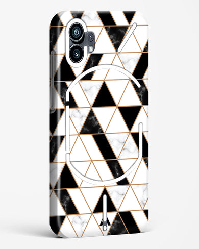 Black on White Patchwork Marble Hard Case Phone Cover-(Nothing)